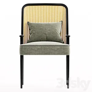Upholstered Cane Back Armchair