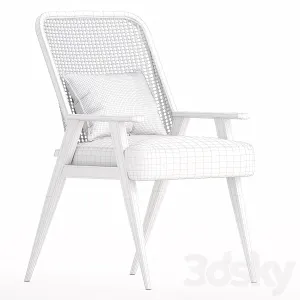 Upholstered Cane Back Armchair