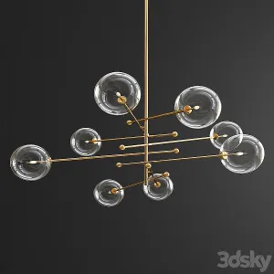 Glass globe mobile arm chandelier gold