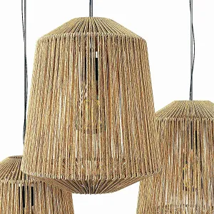 Lamp wood rotang wicker barrel