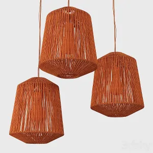 Lamp wood rotang wicker barrel