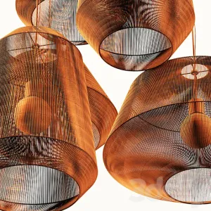 Lamp wood rotang wicker barrel