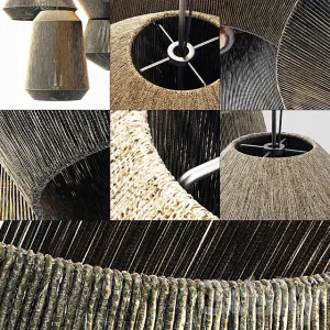 Lamp wood rotang wicker barrel