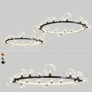 Led postmodern iron glass bubble round gold black silver pendant lights