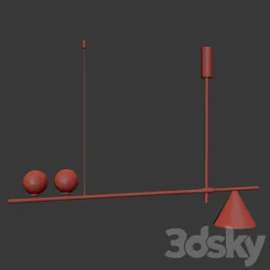 Mid century modern light chandelier with cone