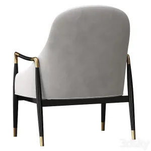 Modern brass accented walnut lounge chairs