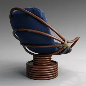 Bali rattan papasan swivel rocker with cushion