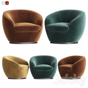 Luxury italian designer velvet swivel armchair 2