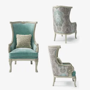 Massoud silver damask chair