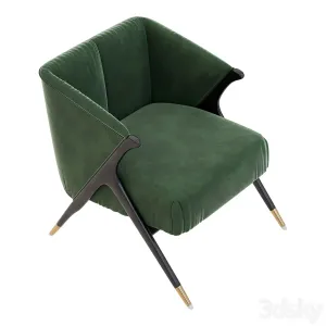 Lacquer Wooden Velvet Lounge Armchair