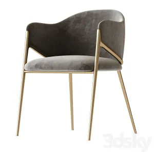 Metal Solid Back Arm Dining Chair Glam Chair for Dining Room