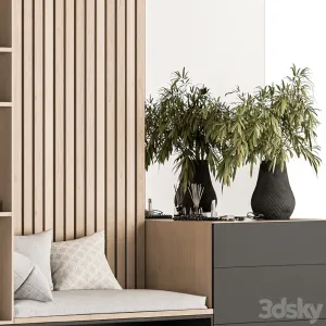 Hallway Black And Wood Set