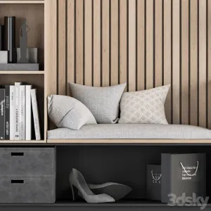 Hallway Black And Wood Set