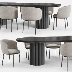 Globewest Benjamin Ripple Table And Filmore Dining Chair Eichholtz