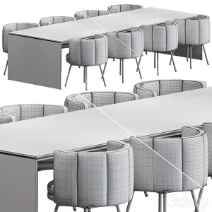 Linha Table And Torii Dining Armchair Minotti