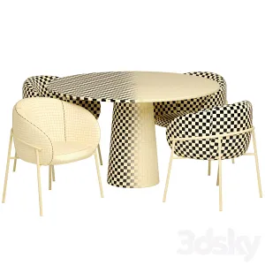 Rimo Dinning Chair with Pedestal Table