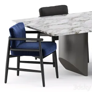 Teresina Chair by Meridiani Wedge Table by Minotti