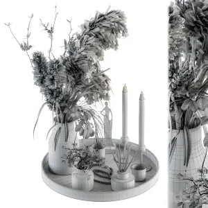 Decorative set with bouquetin tray set