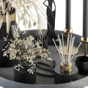 Decorative set with bouquetin tray set