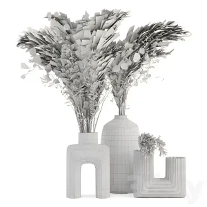 Dry plants dried plantset pampas with concrete vase