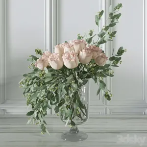 Flower set rose seeded eucalyptus