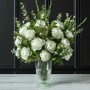 Flower set white rose wax flower 2