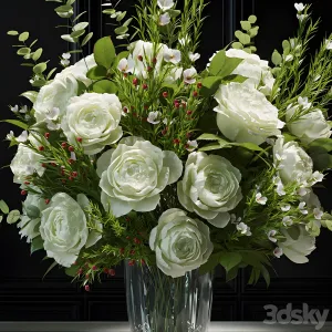 Flower set white rose wax flower 2