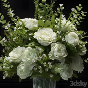 Flower set white rose wax flower 2