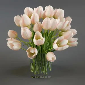 Three vases with tulips