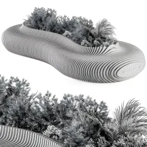 Urban furniture parametric bench with plants
