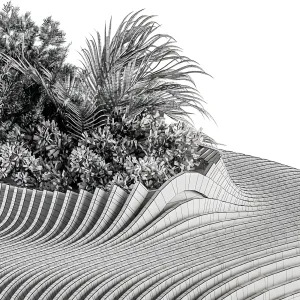 Urban furniture parametric bench with plants