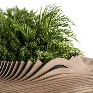 Urban furniture parametric bench with plants