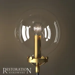 Bra bistro globe clear glass single sconce brass