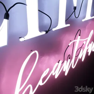 Neon text life is beautiful