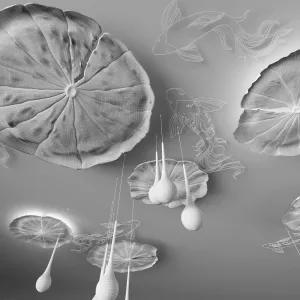 Ceiling decor water lily fish