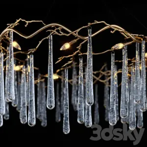 John richard brass glass teardrop eight light chandelier