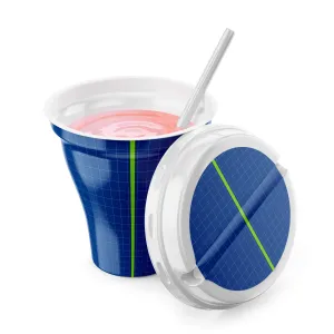Opened g Yogurt Cup With Straw