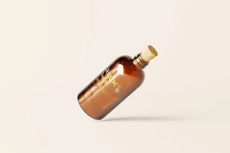 Amber Glass Bottle With Cork 02