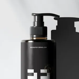 Amber Glass Slim Pump Bottle With Shadows 01