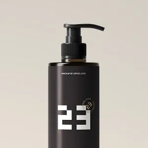 Amber Glass Slim Pump Bottle With Shadows 02