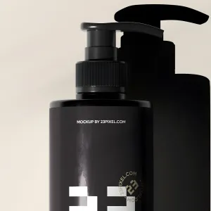 Amber Glass Slim Pump Bottle With Shadows 05
