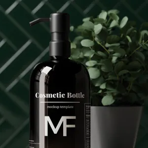 Black Pump Bottle Featuring an Eucalyptus Plant 03