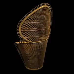 Wicker rattan fan back peacock chair vintage