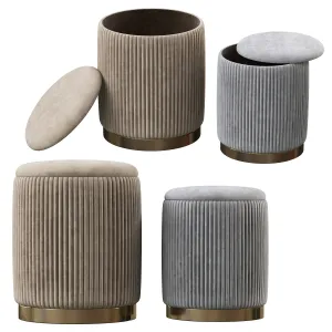 Channeled gray storage ottomans of