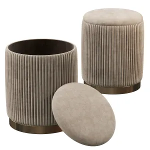 Channeled gray storage ottomans of