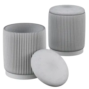 Channeled gray storage ottomans of