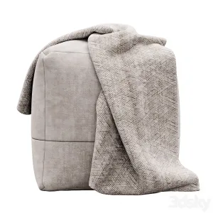 Cotton canvas square pouf