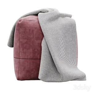 Cotton canvas square pouf