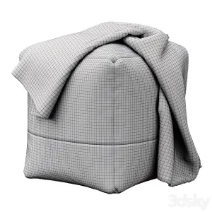 Cotton canvas square pouf