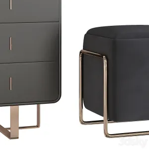 Dressing table with pouf